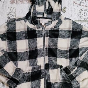 Pink Rose Kids Checkered Puffer Jacket - Black and Cream